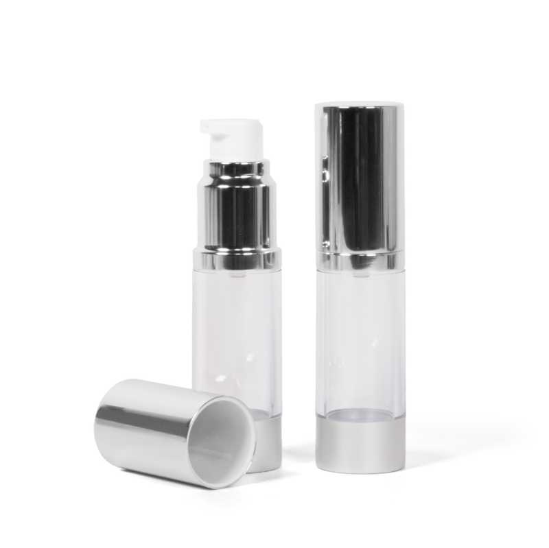 Clear Airless Bottle with Aluminium Top, 15 ml