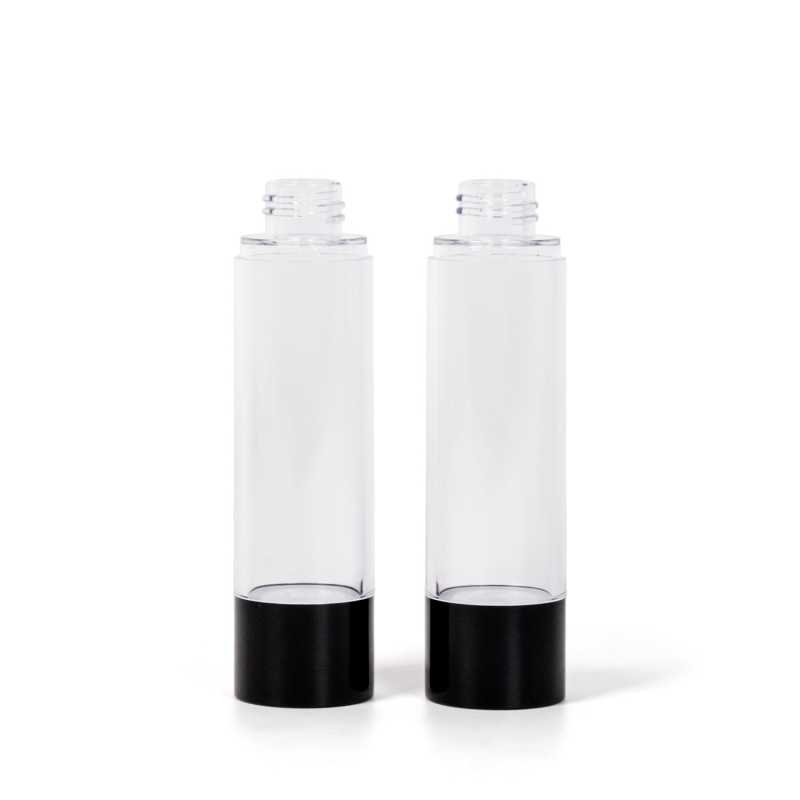 Clear Airless Bottle with Black Bottom, 50 ml