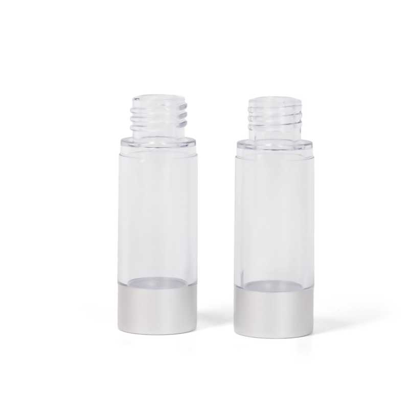 Clear Airless Bottle with Silver Bottom, 15 ml
