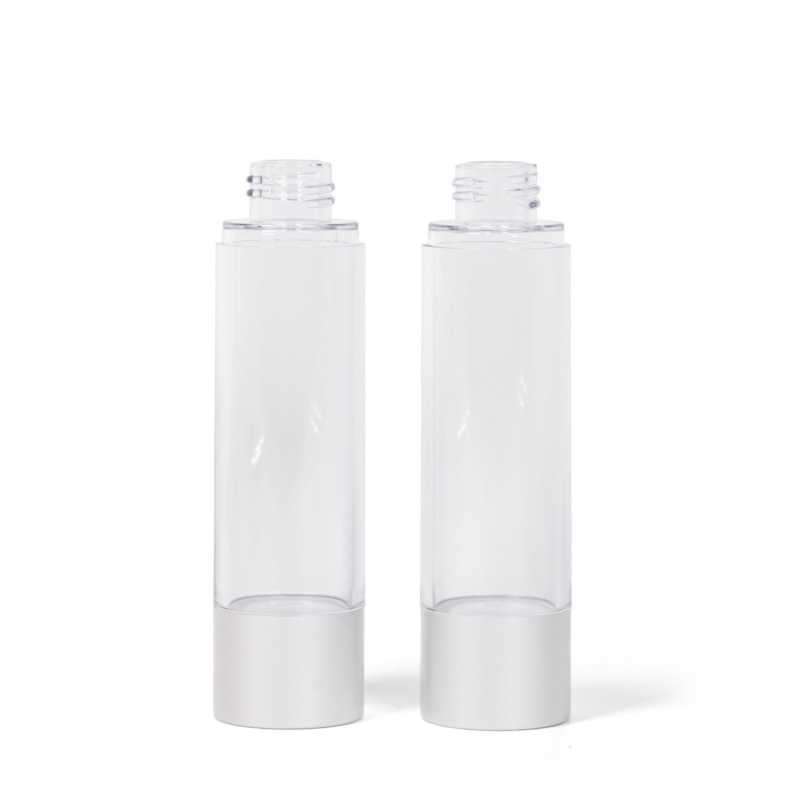Clear Airless Bottle with Silver Bottom, 50 ml