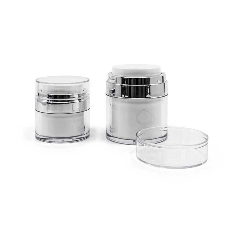 White Airless Jar with Silver Lining, 50 ml