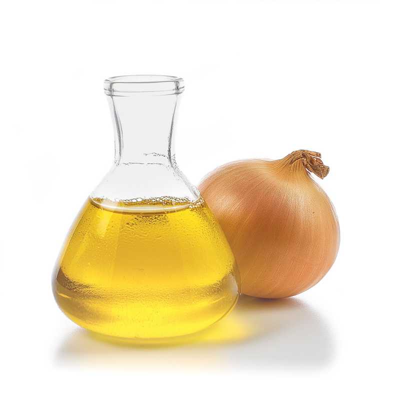 Onion oil will become your indispensable helper, especially in the production of hair cosmetics. Since this oil is rich in sulphur compounds, like the onion its