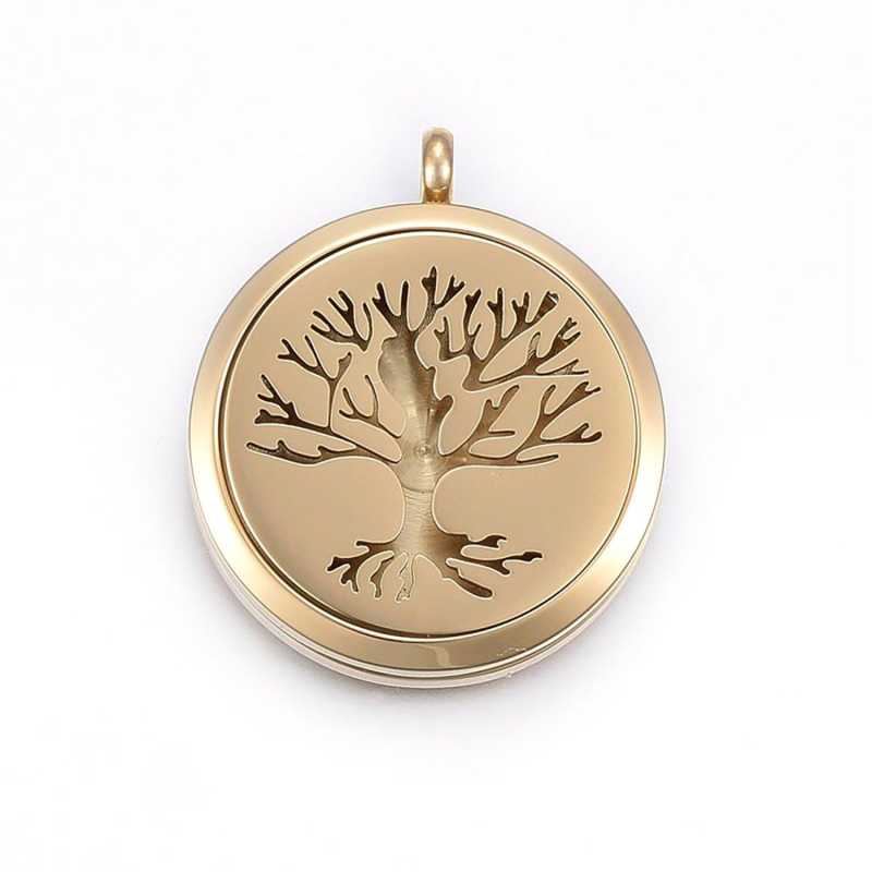 Aroma diffusion pendants are medallions made of surgical steel that you hang around your neck and enjoy the aromatic effects of essential oils throughout the da