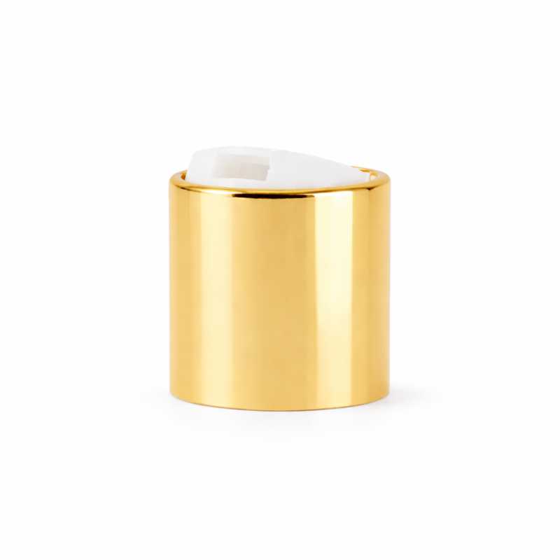 White Plastic Disc Top Cap with Golden Aluminium Collar, 24/410