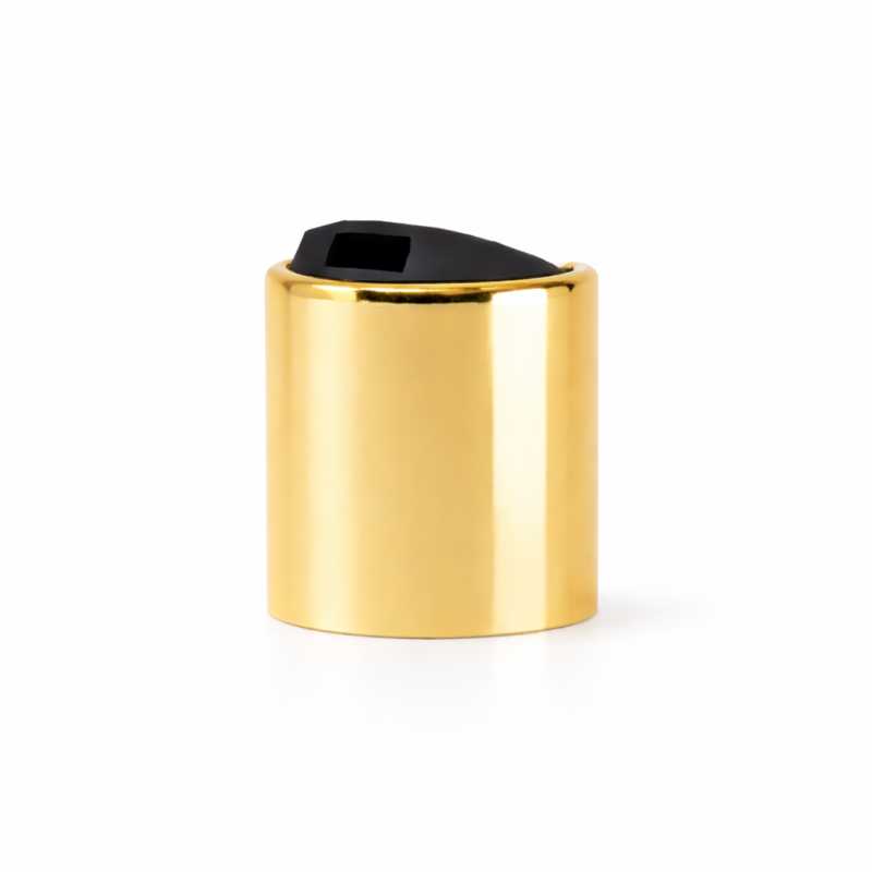 Black Plastic Disc Top With Golden Aluminum Collar, 24/410