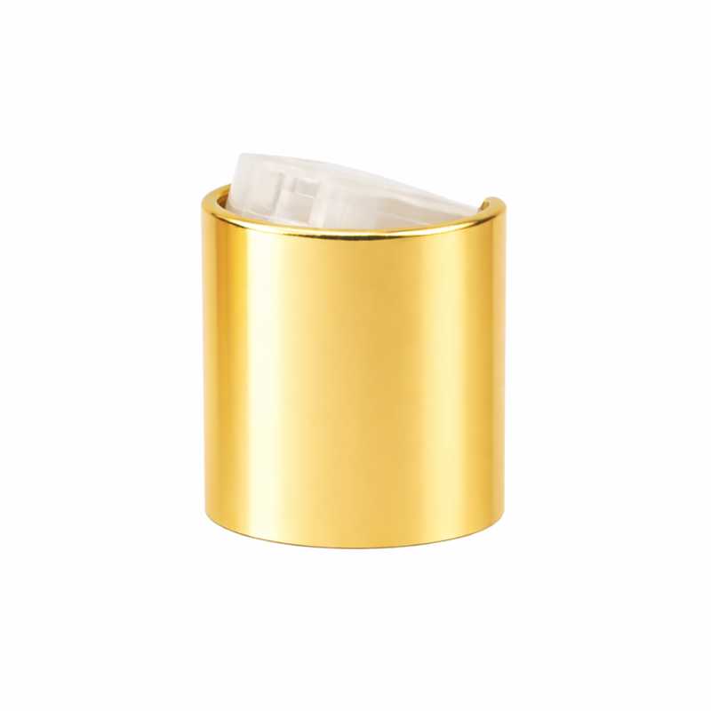 Clear Plastic Disc Top with Golden Aluminum Collar, 24/410