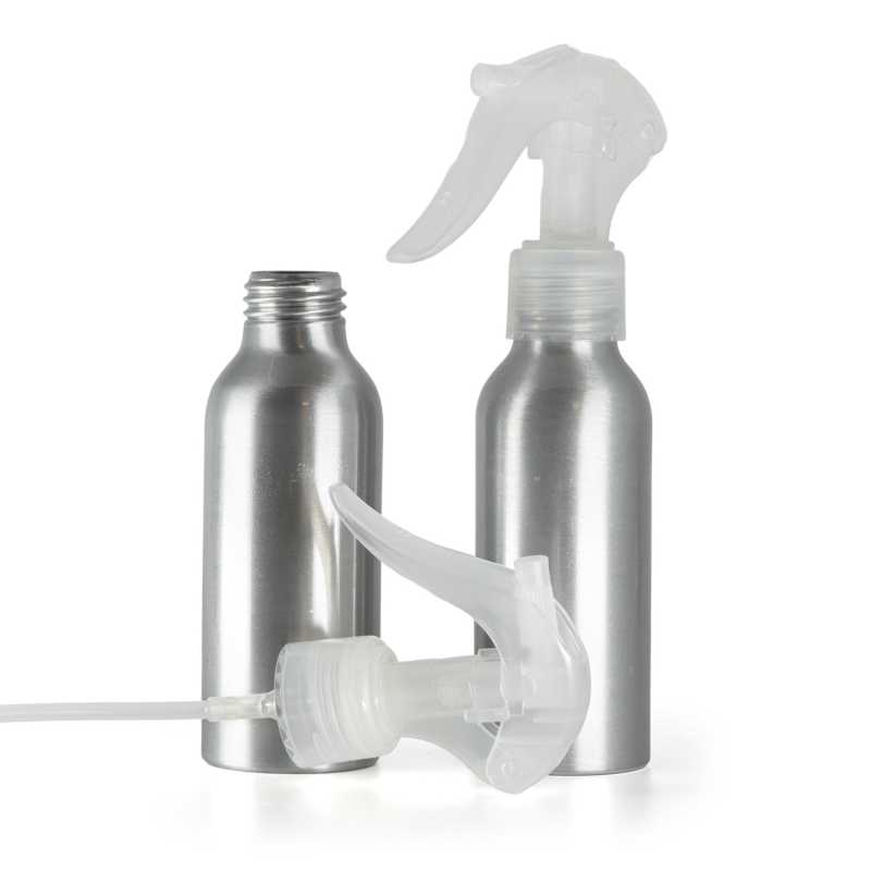 Aluminium Bottle, Mini Trigger Spray, Transparent, 100 ml
