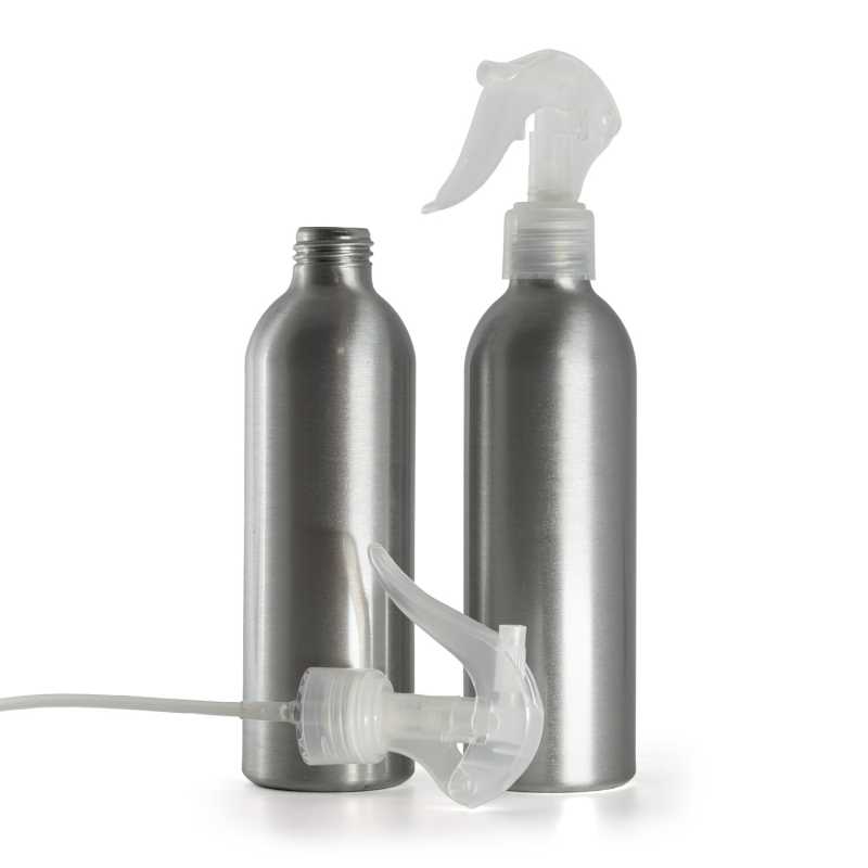 Aluminium Bottle, Mini Trigger Spray, Transparent, 225 ml