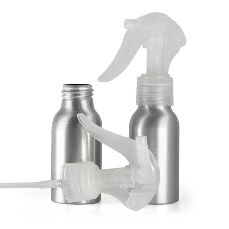 Aluminium Bottle, Mini Trigger Spray, Transparent, 50 ml