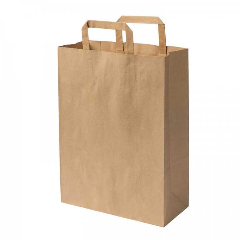 Thepaper bag with flat handle is an inexpensive solution for eco-friendly packaging.
They are mainly used for fast moving goods. The advantage of the flat hand