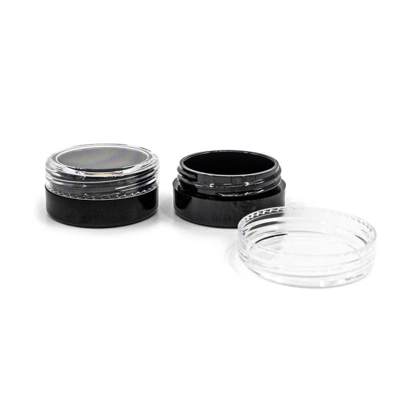 Black Plastic Cosmetic Jar with Transparent Lid, 3 ml