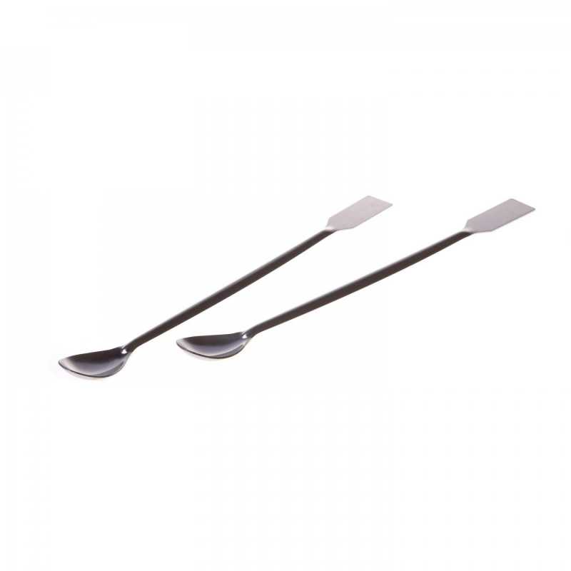 Metal tool with a spoon on one side and a spatula on the other. It is used for scooping and mixing ingredients.Material: steelLength: 20 cm