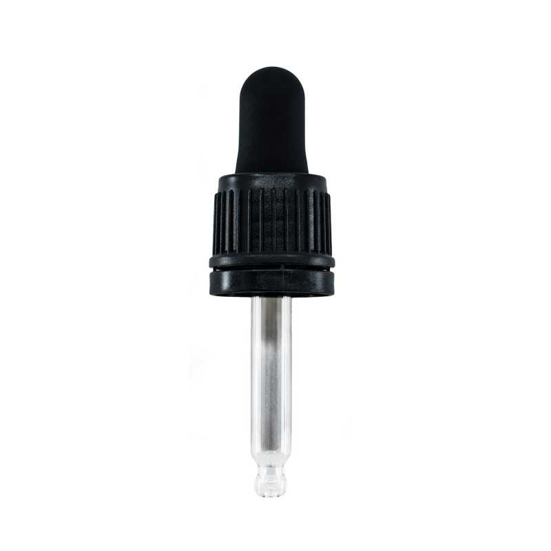 Tamper Evident Glass Dropper, Black, 52 mm