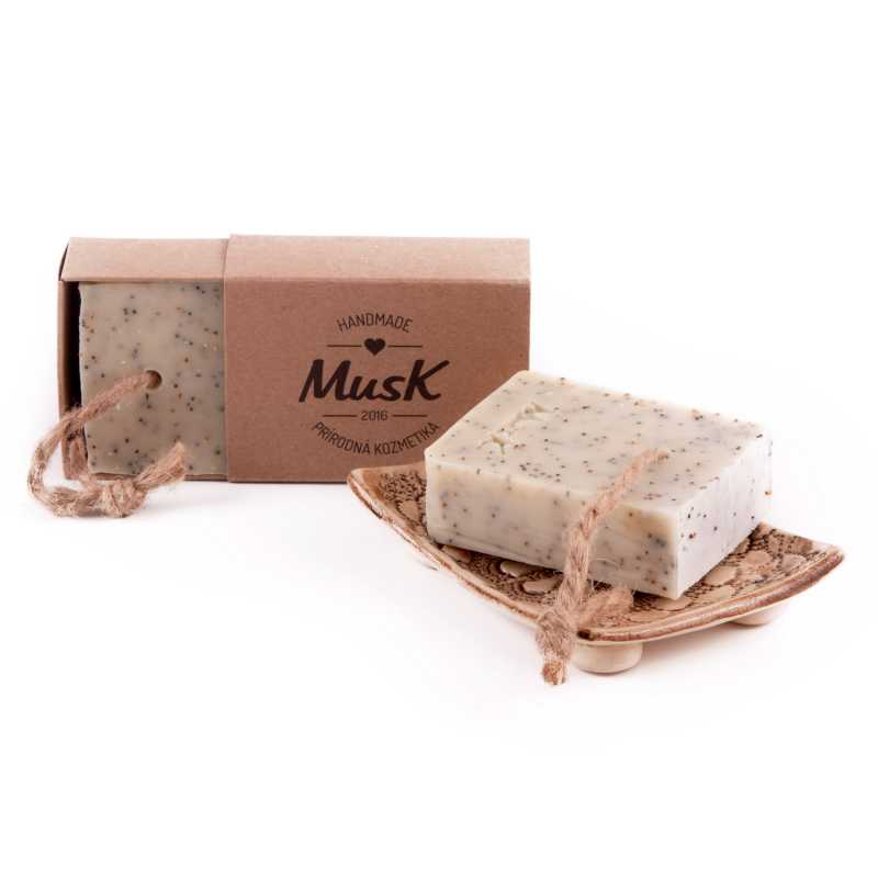 Poppy seeds from Spring is a natural soap supplemented with exfoliating particles in the form of Slovak poppy seeds of four different colours.
The soap on a st