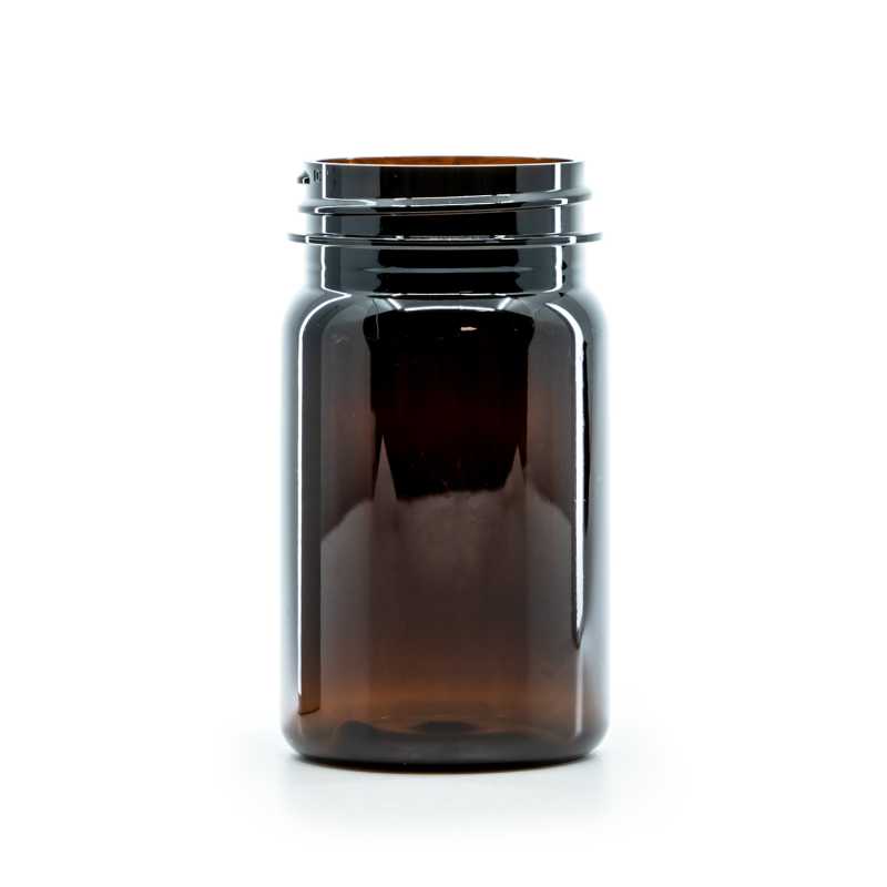 Amber Plastic Pill Jar, 100 ml