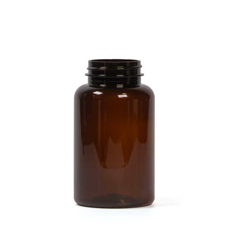 Amber Plastic Pill Jar, 250 ml