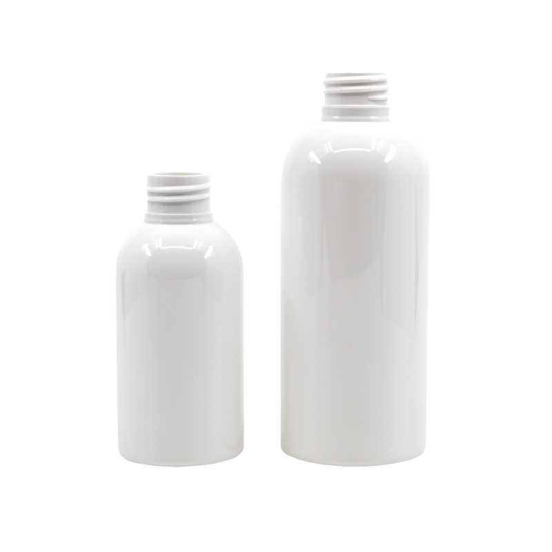 White plastic bottle made of PET with glossy surface.
Volume: 200 ml, total volume 220 mlBottle height: 133mmBottle diameter: 51 mmNeck: 24/410
The packaging 