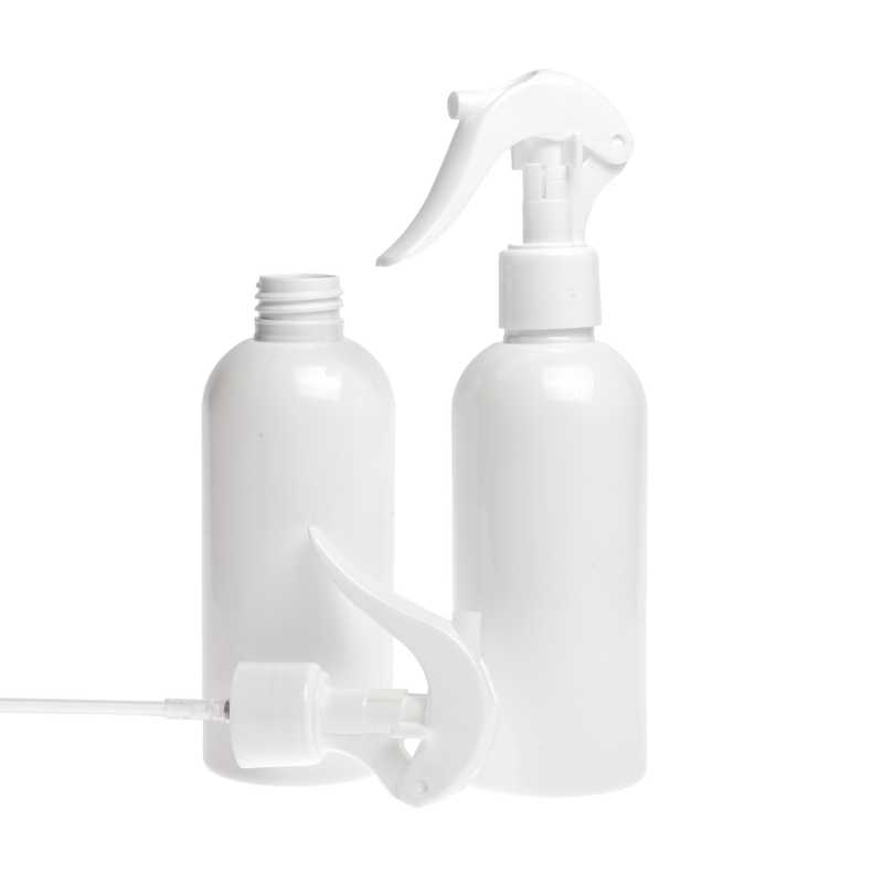 White Plastic Bottle, White Trigger Spray, 200 ml