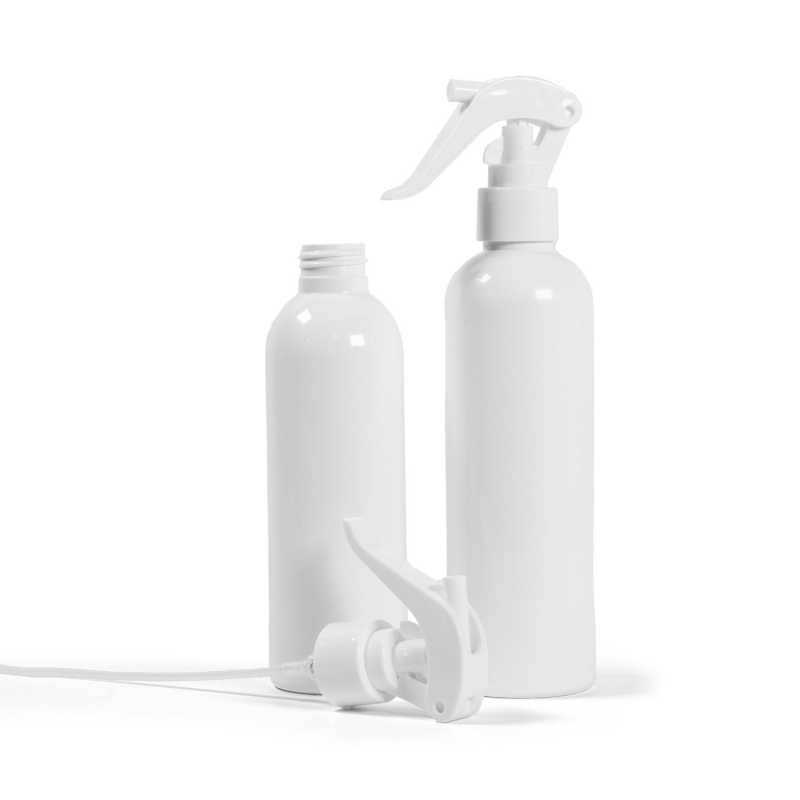 White Plastic Bottle, White Trigger Spray, 250 ml