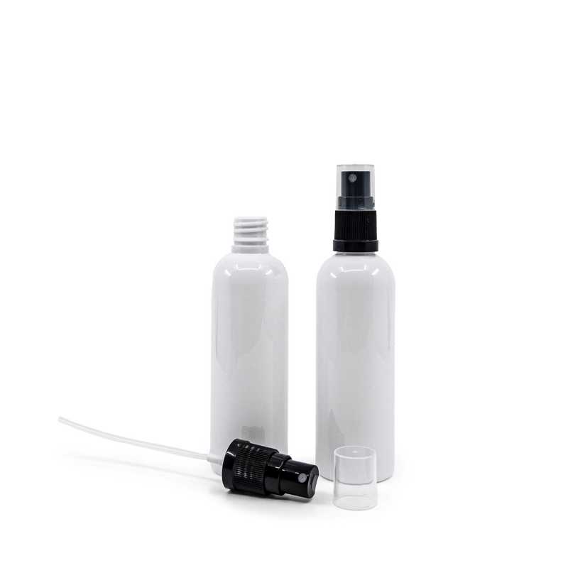 White Plastic Bottle, Black Spray, 100 ml