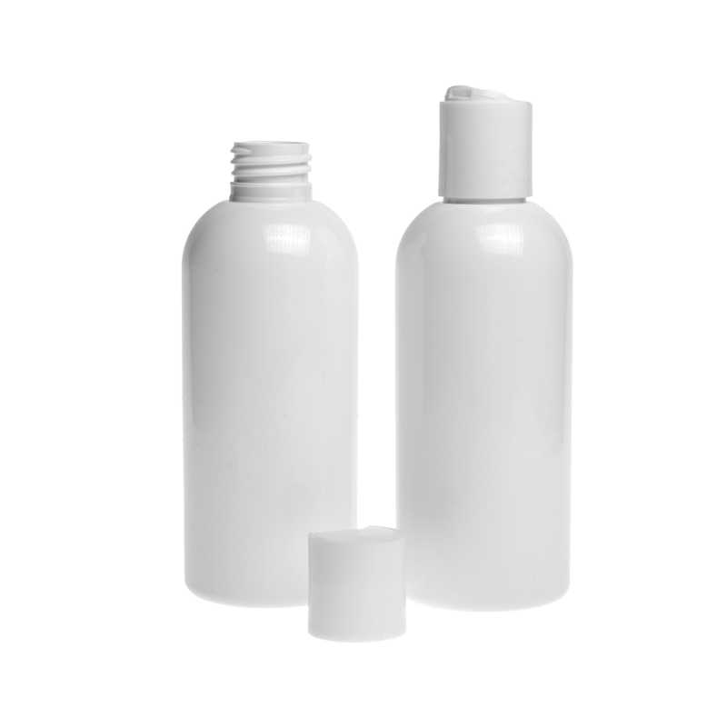 White plastic bottle made of PET with glossy surface.
Volume: 200 ml, total volume 220 mlBottle height: 133mmBottle diameter: 51 mmNeck: 24/410
The packaging 