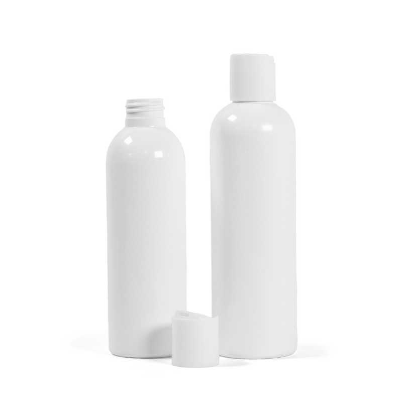White Plastic Bottle, White Disc Top, 250 ml