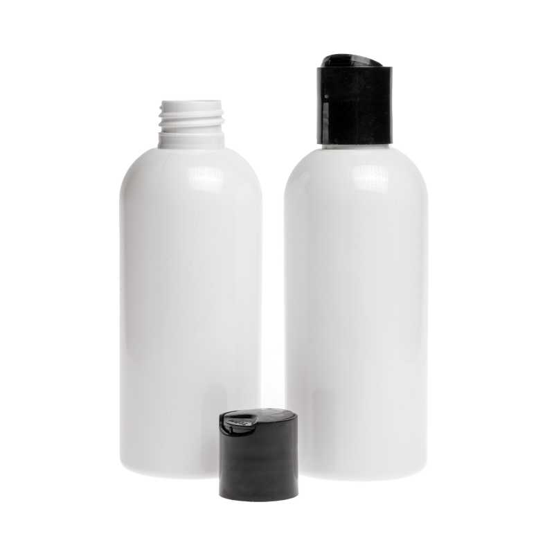 White plastic bottle made of PET with glossy surface.
Volume: 200 ml, total volume 220 mlBottle height: 133mmBottle diameter: 51 mmNeck: 24/410
The packaging 