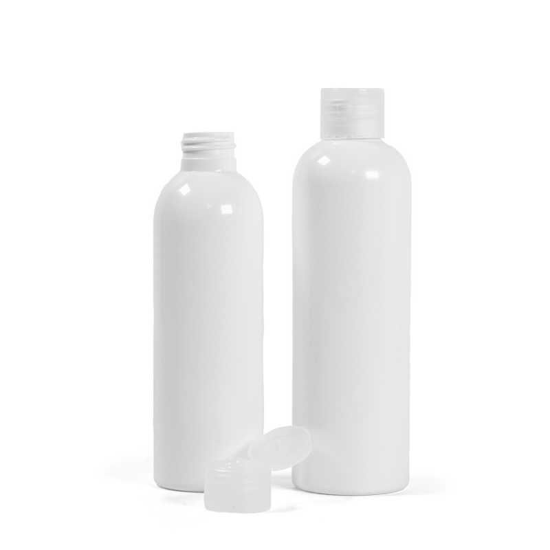 White Plastic Bottle, Transparent Flip Top, 250 ml