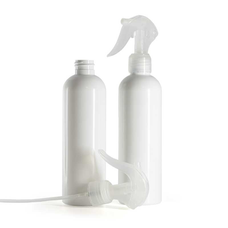 White Plastic Bottle, Mini Trigger Spray, Transparent, 250 ml