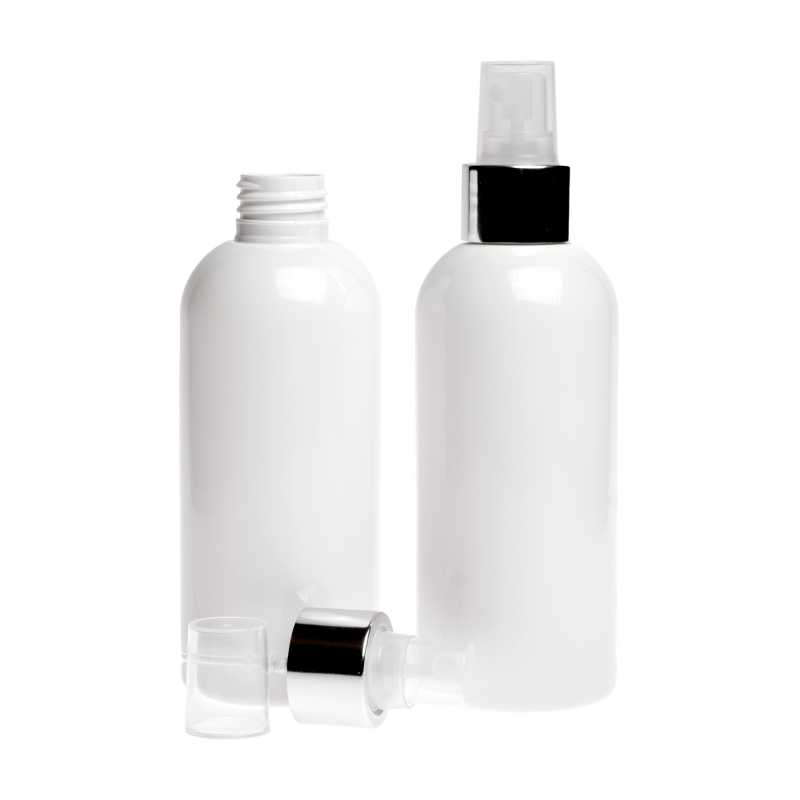 White plastic bottle made of PET with glossy surface.
Volume: 200 ml, total volume 220 mlBottle height: 133mmBottle diameter: 51 mmNeck: 24/410
The packaging 