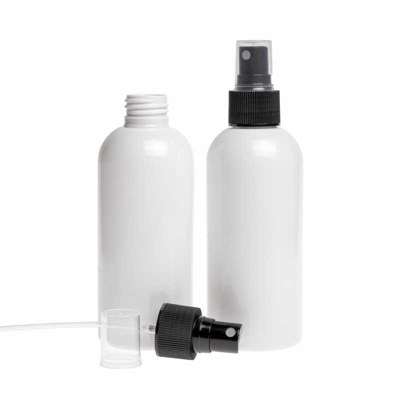 White plastic bottle made of PET with glossy surface.
Volume: 200 ml, total volume 220 mlBottle height: 133mmBottle diameter: 51 mmNeck: 24/410
The packaging 