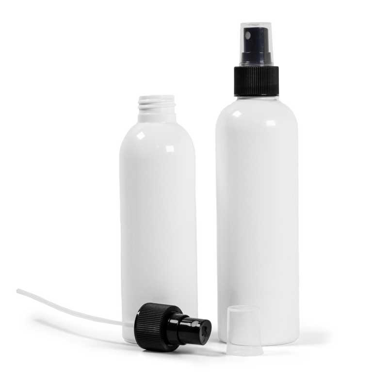 White Plastic Bottle with Black Spray, 250 ml