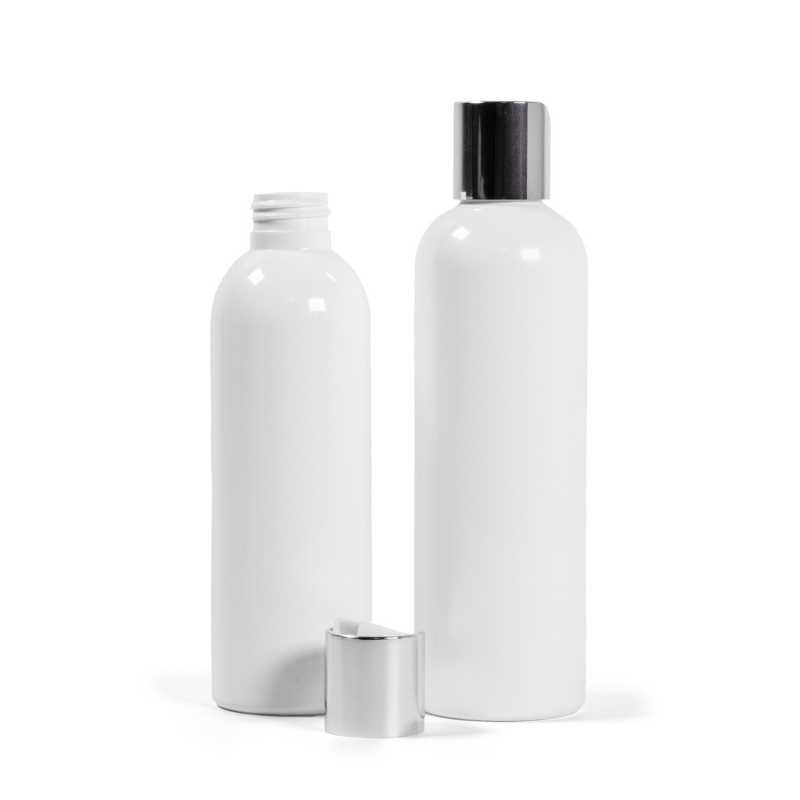 White Plastic Bottle, Silver Flip Top, 250 ml