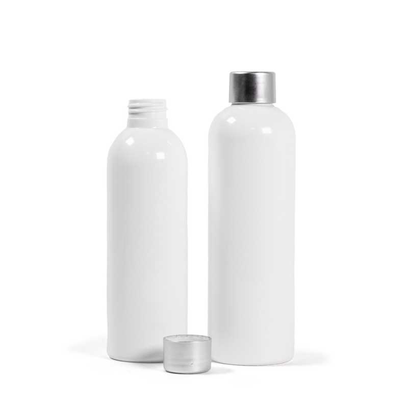 White Plastic Bottle, Silver Cap, 250 ml