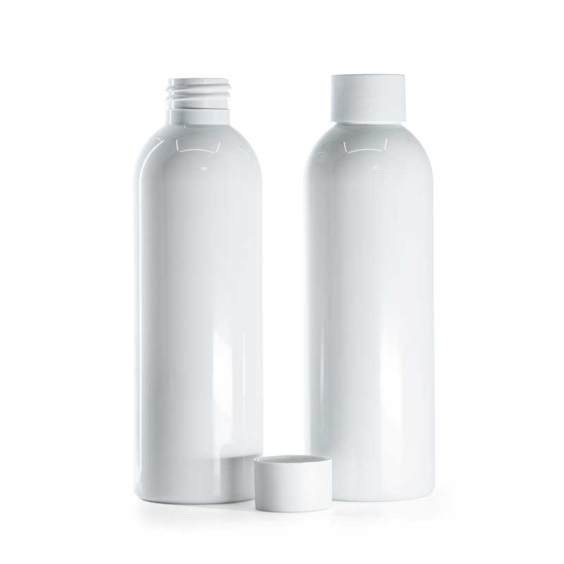 White Plastic Bottle, Matte White Cap, 200 ml