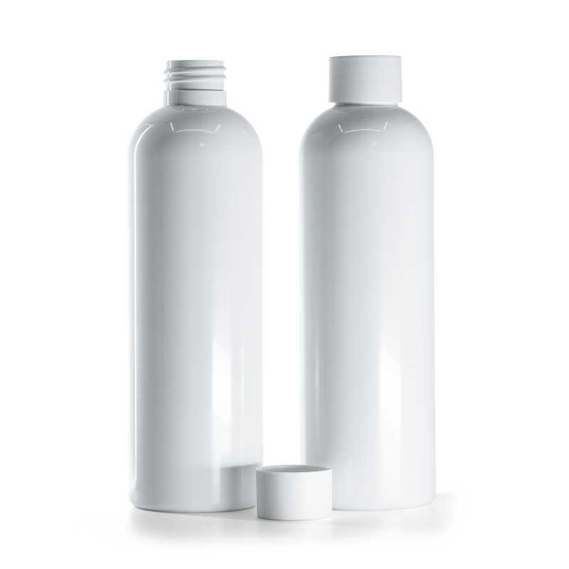 White Plastic Bottle, Matte White Cap, 250 ml