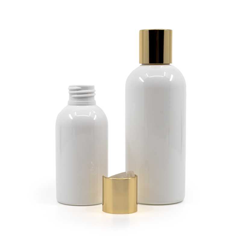 White plastic bottle made of PET with glossy surface.
Volume: 100 ml, total volume 117 mlBottle height: 99 mmBottle diameter: 44 mmNeck: 24/410
The packaging 