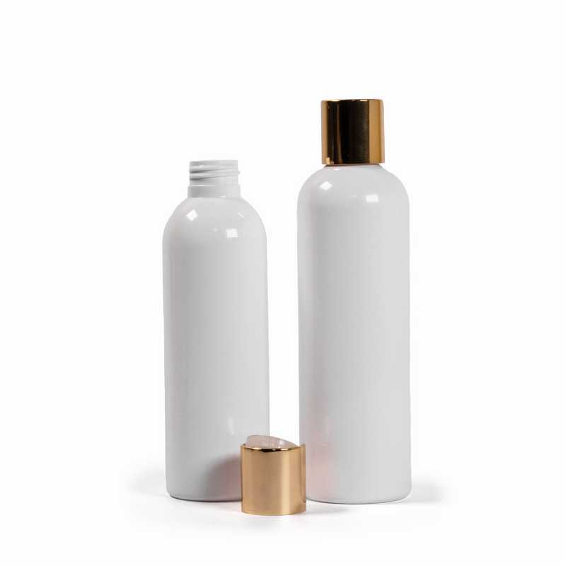 White Plastic Bottle, Golden Flip Top, 250 ml