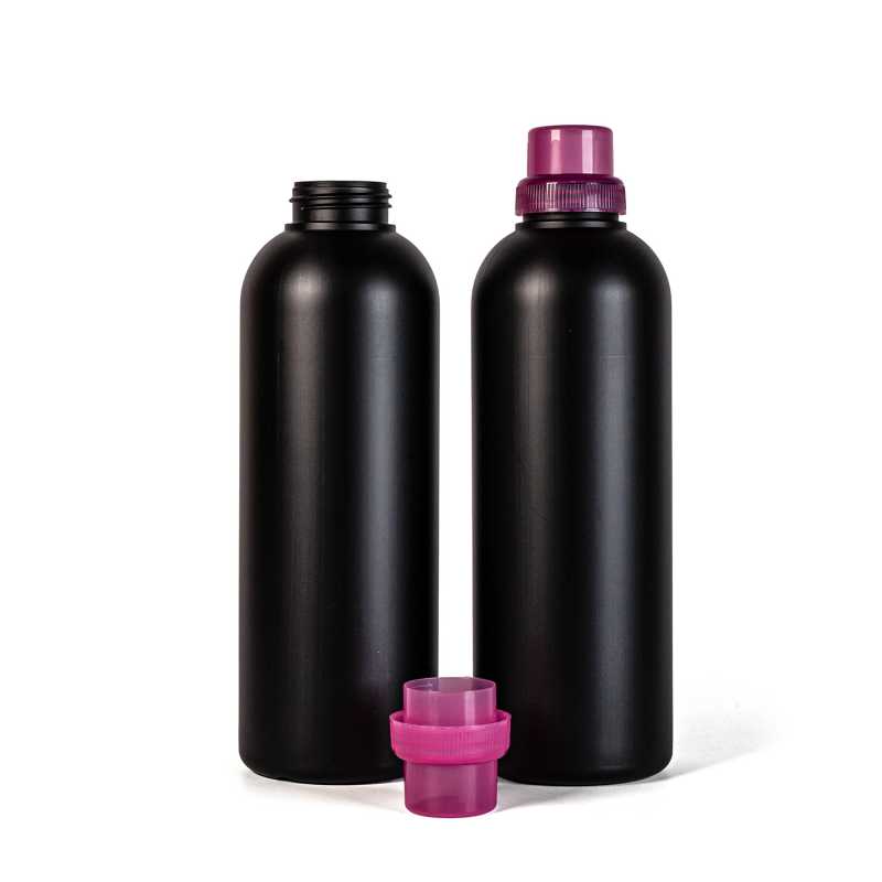 Black Plastic Bottle, Pink Cap, 1 l