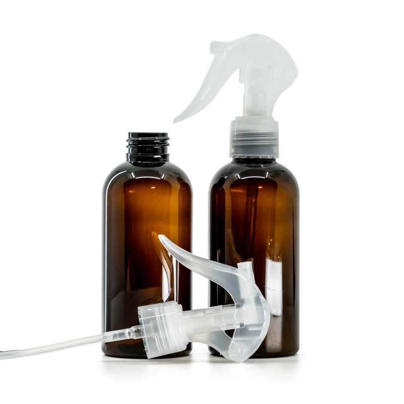 Amber Plastic Bottle, Mini Trigger Spray, Transparent, 150 ml