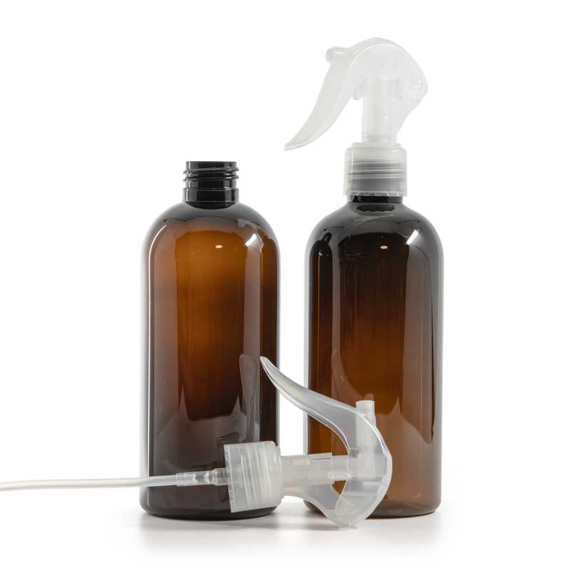 Amber Plastic Bottle, Mini Trigger Spray, Transparent, 300 ml