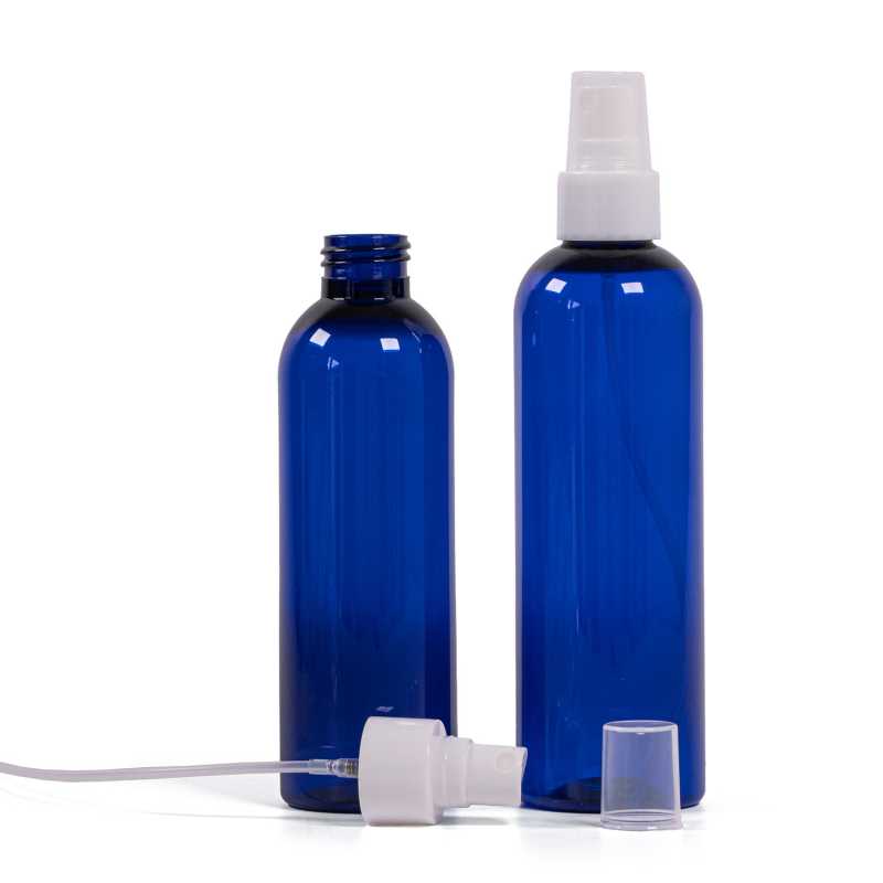 Blue Plastic Bottle, White Fine Mist Spray, 250 ml