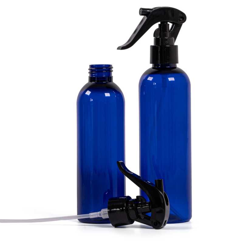Blue Plastic Bottle, Black Trigger Spray, 200 ml