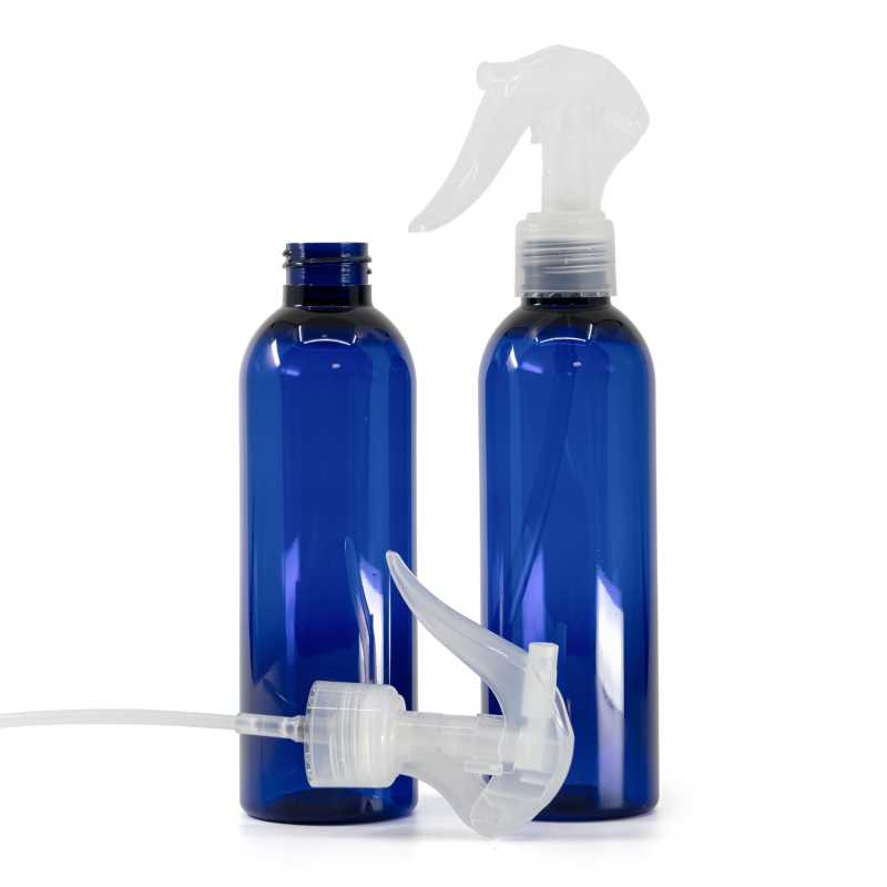 Blue Plastic Bottle, Mini Trigger Spray, Transparent, 200 ml