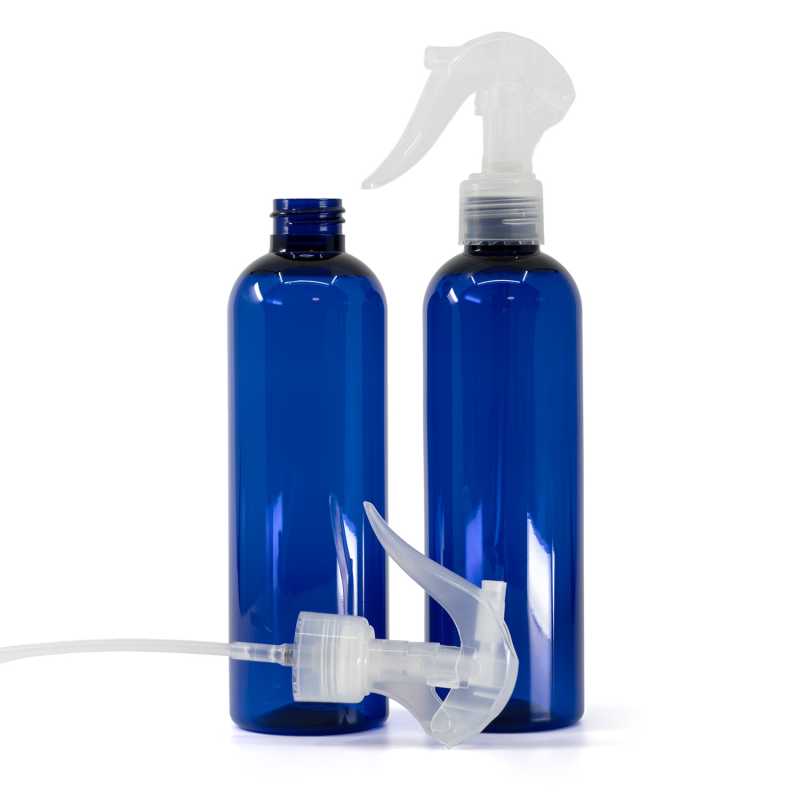 Blue Plastic Bottle, Mini Trigger Spray, Transparent, 250 ml