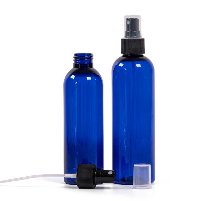 Blue Plastic Bottle, Black Spray, 250 ml