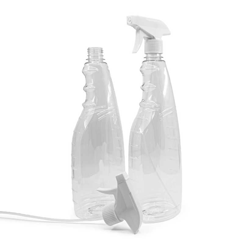 Plastic bottle, ideal for storing a variety of liquids, such as cleaning products, etc. Suitable for antibacterial gels and alcohol and chlorine based solutions