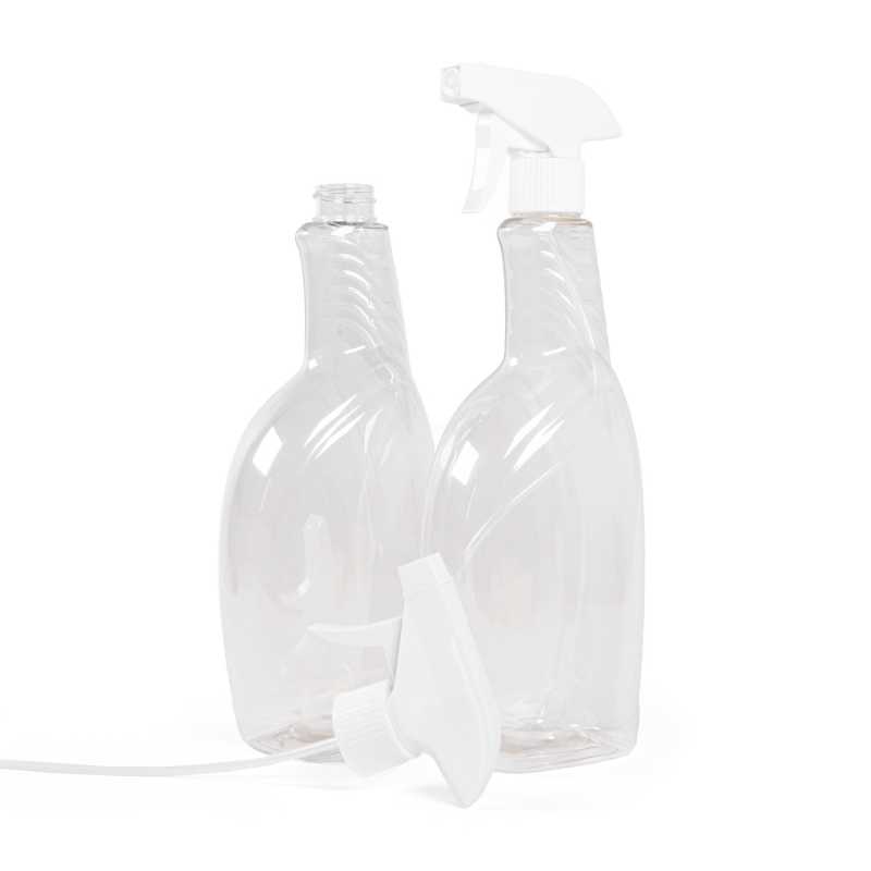 Transparent Detergent Plastic Bottle With White Trigger Spray, 750 ml