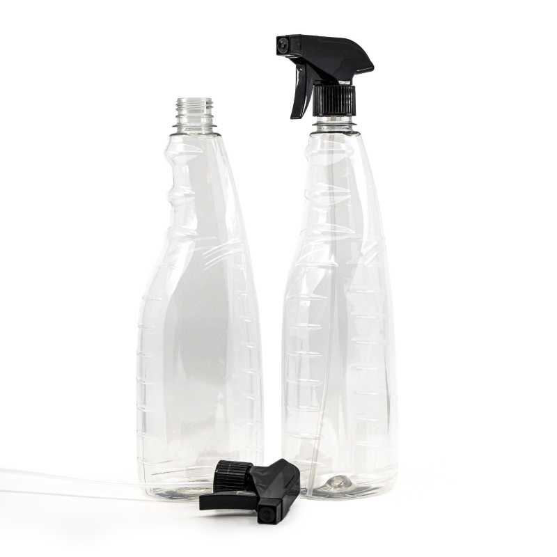 Plastic bottle, ideal for storing a variety of liquids, such as cleaning products, etc. Suitable for antibacterial gels and alcohol and chlorine based solutions