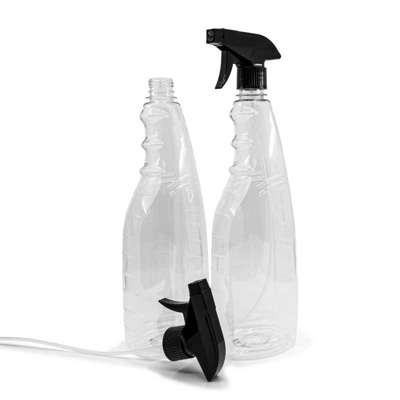 Plastic bottle, ideal for storing a variety of liquids, such as cleaning products, etc. Suitable for antibacterial gels and alcohol and chlorine based solutions